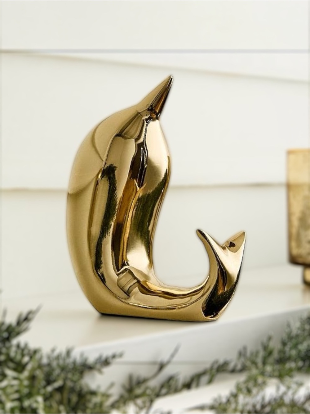 West Elm Mid-Century Brass Animal Stocking Holder, Narwhal BNIB